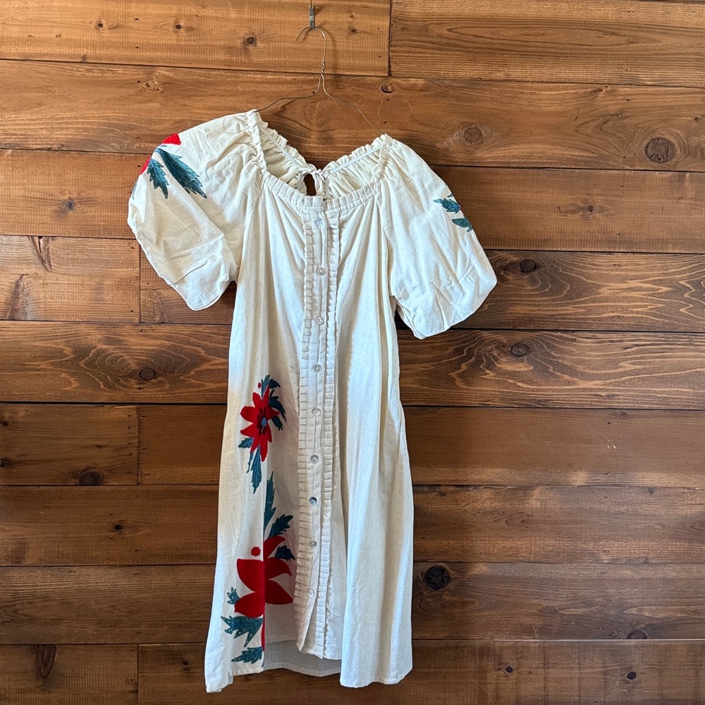 Floral Puff Sleeve Button-Down Dress